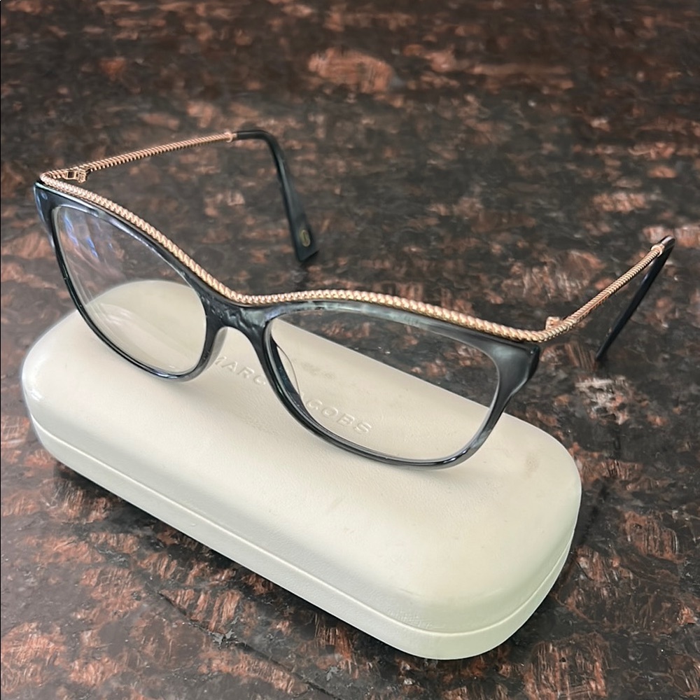 Marc Jacobs Black and Gold Glasses with Vintage-Inspired Design